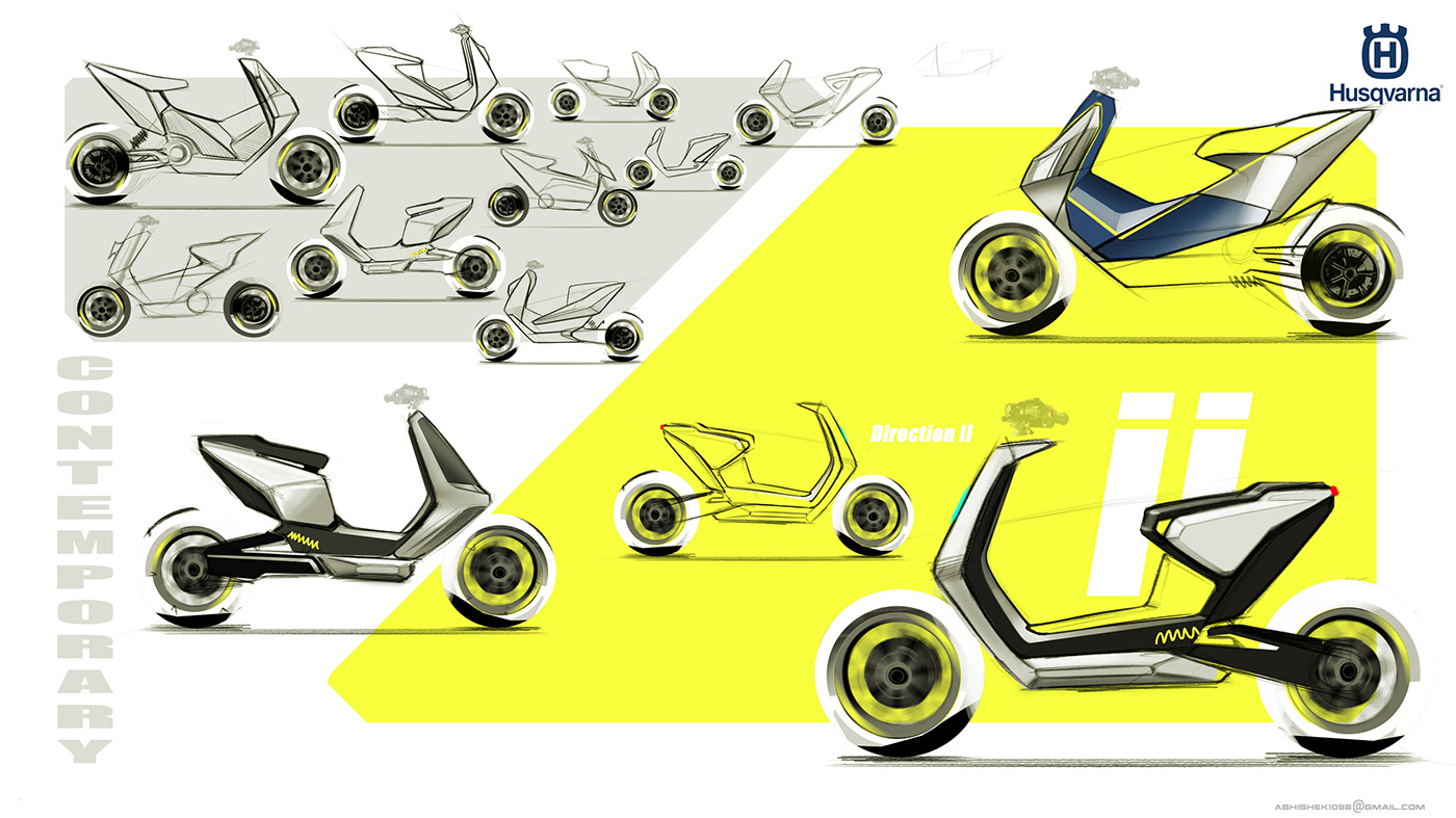 Automotive design Transportation Design Electric Scooter husqvarna motorcycle storyboard moodboard concept design Scooter