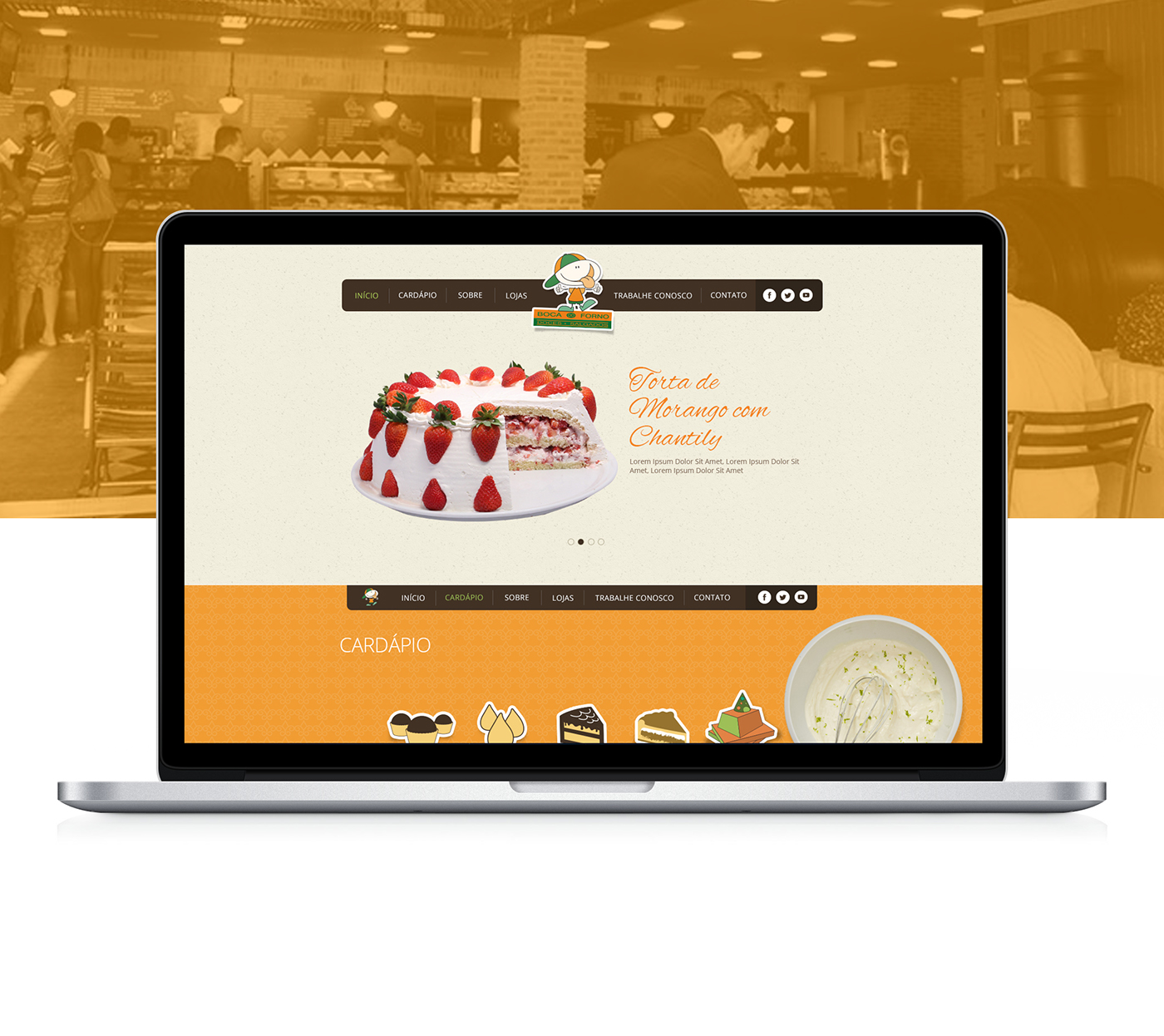 One Page site Website bakery Lanchonete CONFEITARIA wp word press