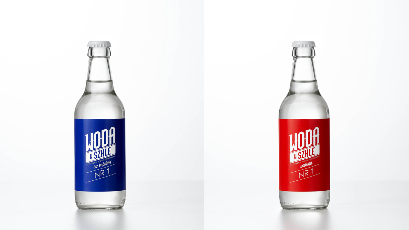 water Packaging duo red blue glass simple redesign woda