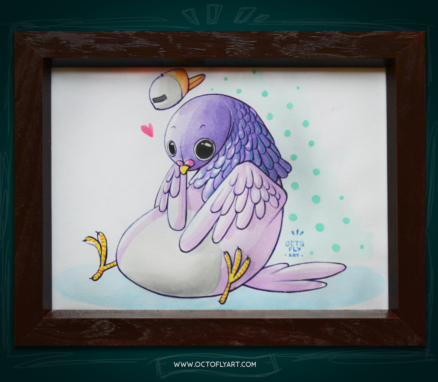 Octofly Art pigeon animal watercolor cartoon frame colors Italy