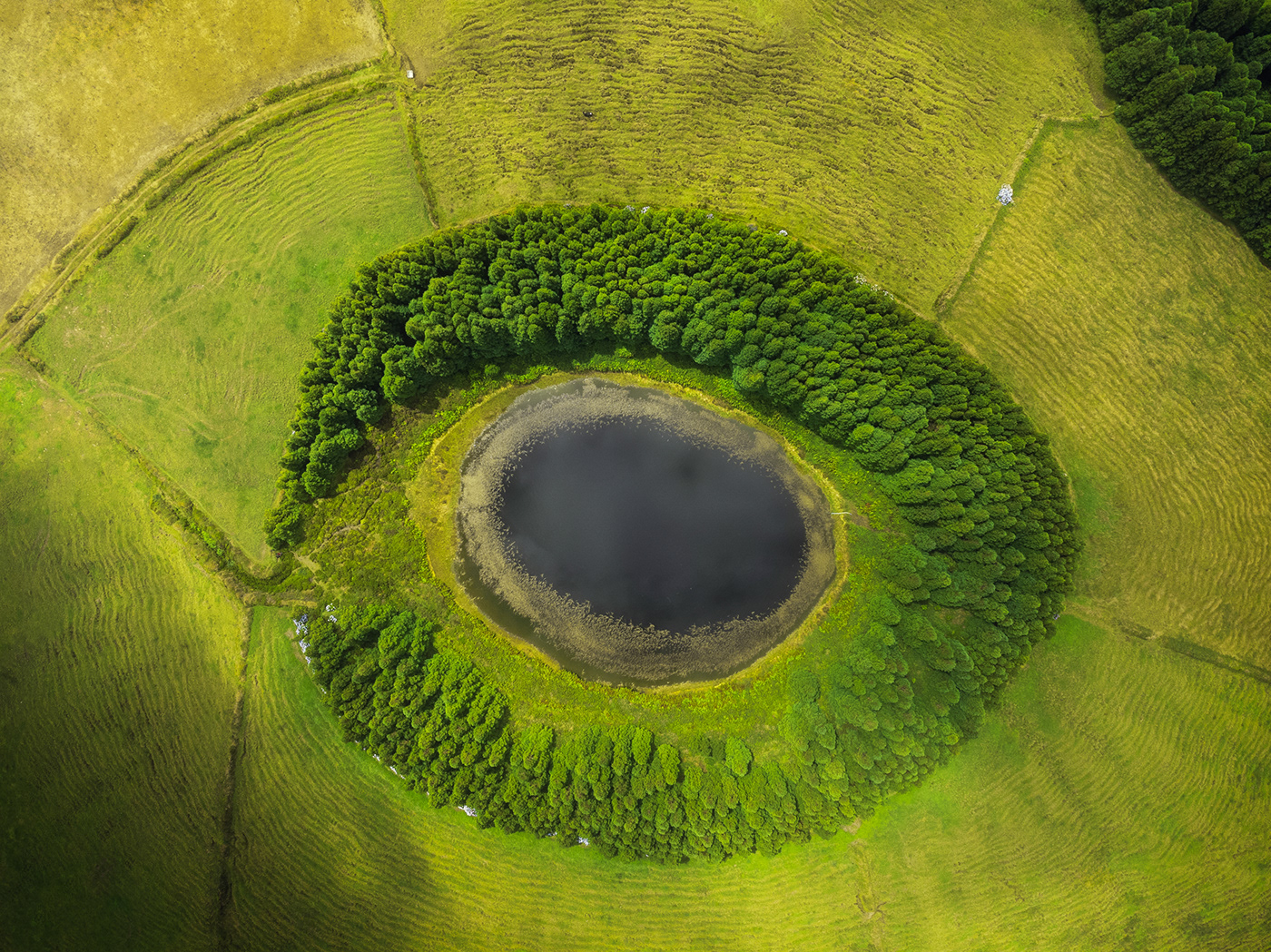 Drone photography of a volcano of Sao Miguel.