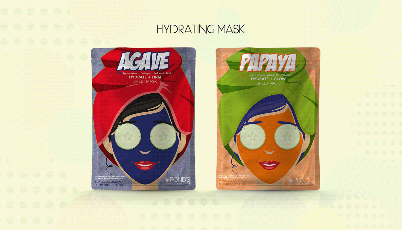 cairo egypt package sheet mask Face mask ponds Packaging graphic design  branding  ILLUSTRATION 