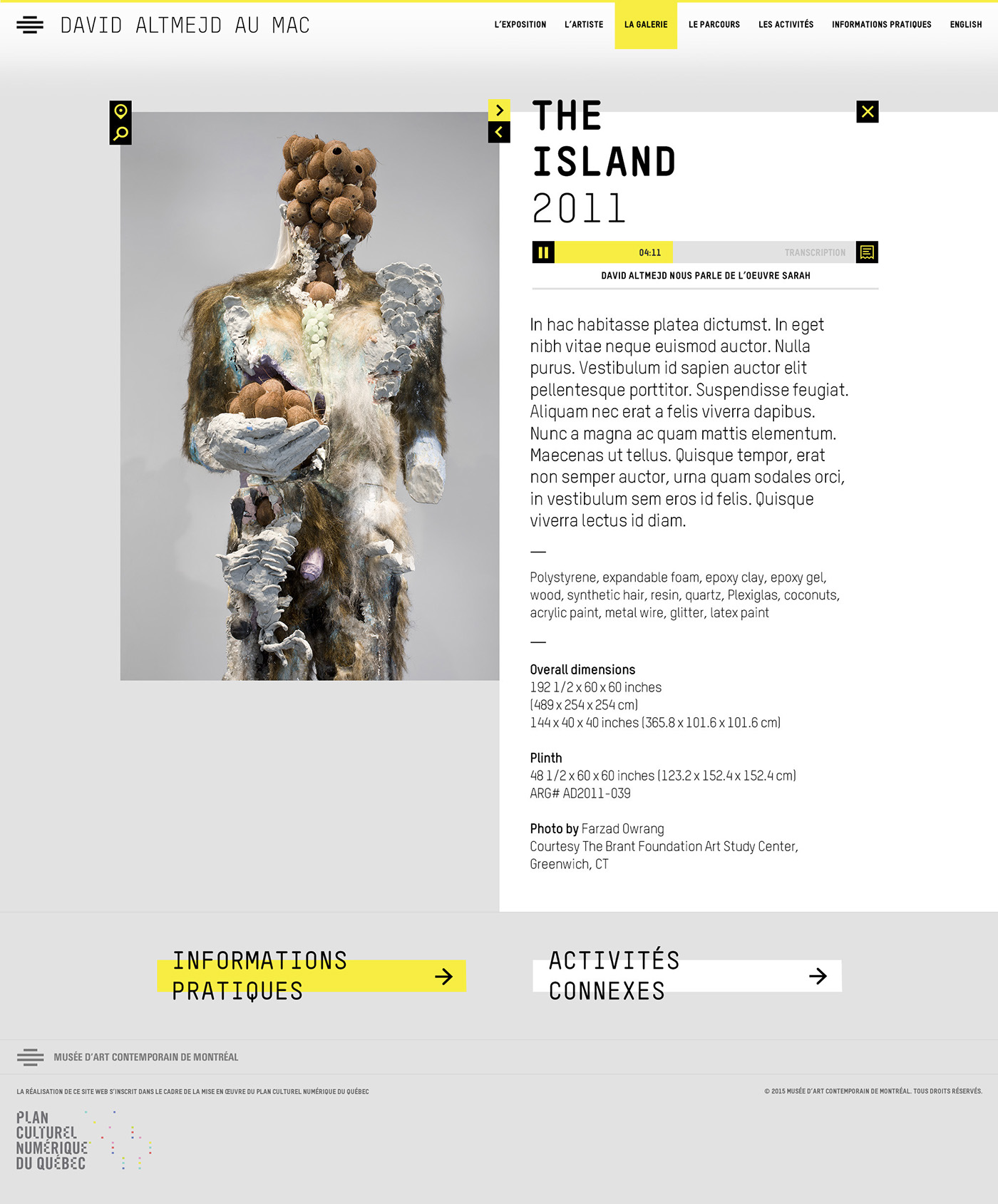 contemporary art museum Montreal Responsive mobile Webdesign