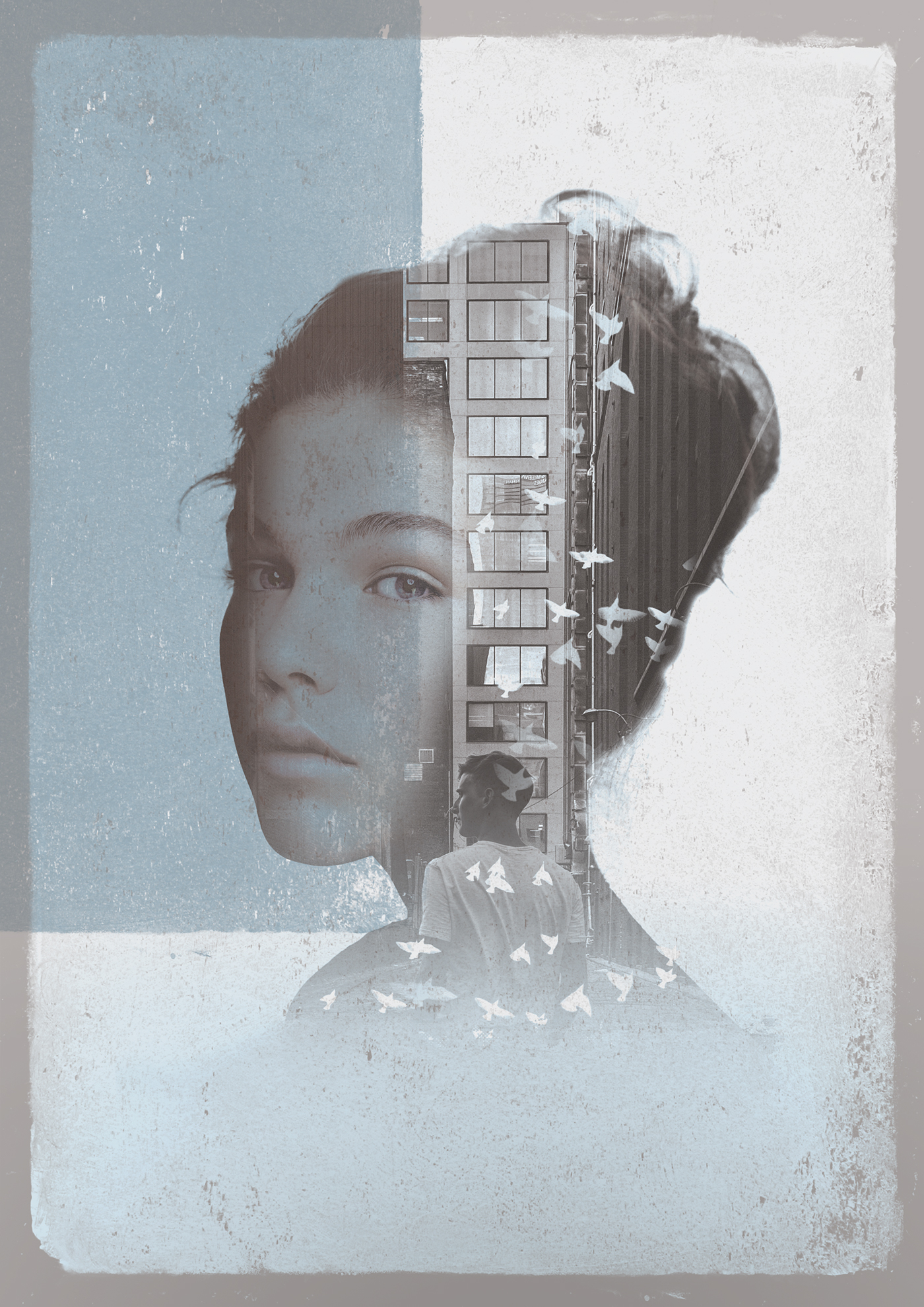 photoshop Love fading leaving yearning hurt textures double exposure