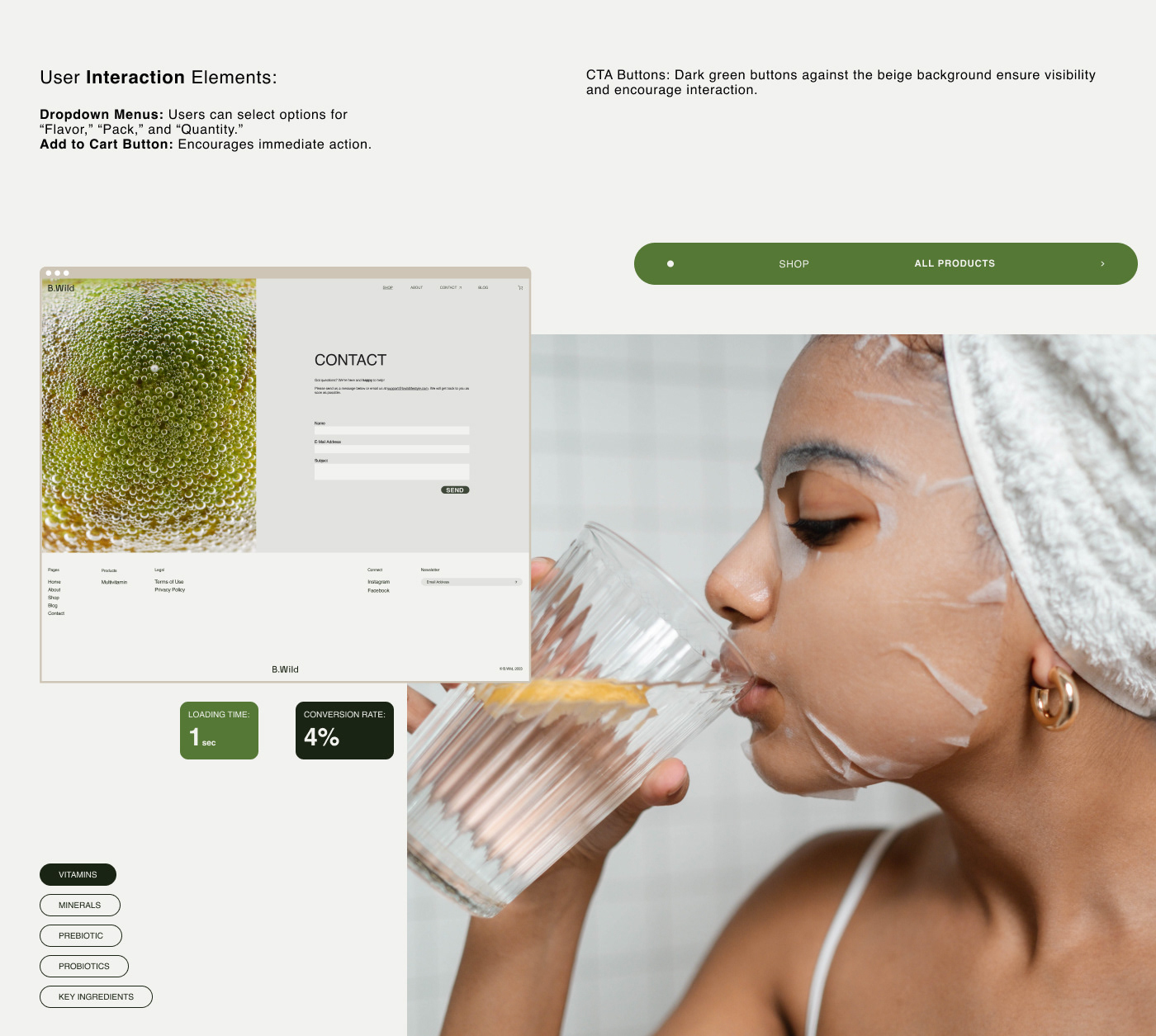 UI UI/UX ui design landing page Shopify Ecommerce Web Design  supplement Health nutrition