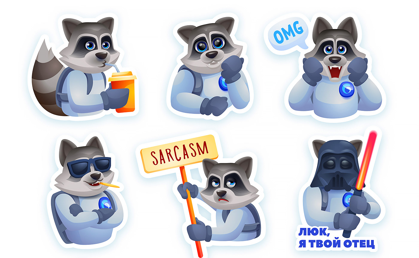 animation  art cartoon Character Character design  design raccoon stickers