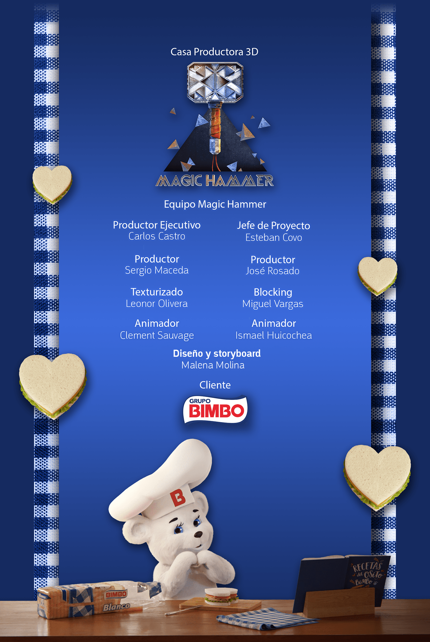 3D bear brand identity bread cartoon Character Food  San Valentin sandwich Valentine's Day