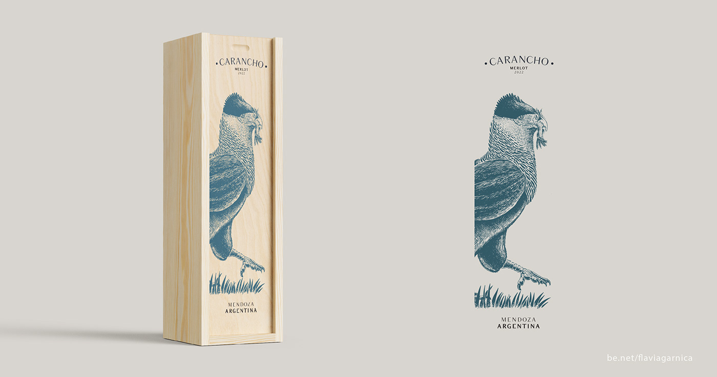 carancho Diseño de etiquetas fauna label design label illustration mock up Packaging Vector Illustration vino wine design