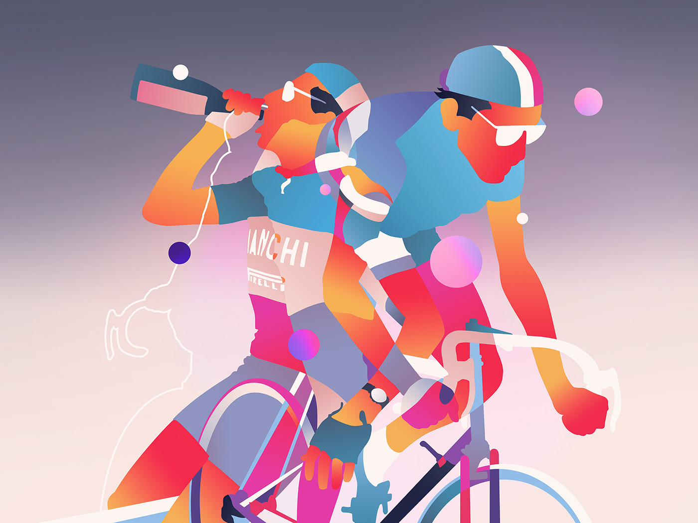Rapha Cycling Racing sport Bicycle letour Colourful  portrait Drawing 