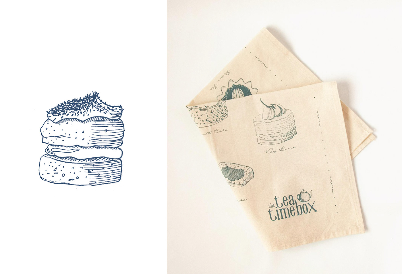Tote Bag tea towel cake cake illustration food illustration Food  textile surface design cakeillustration