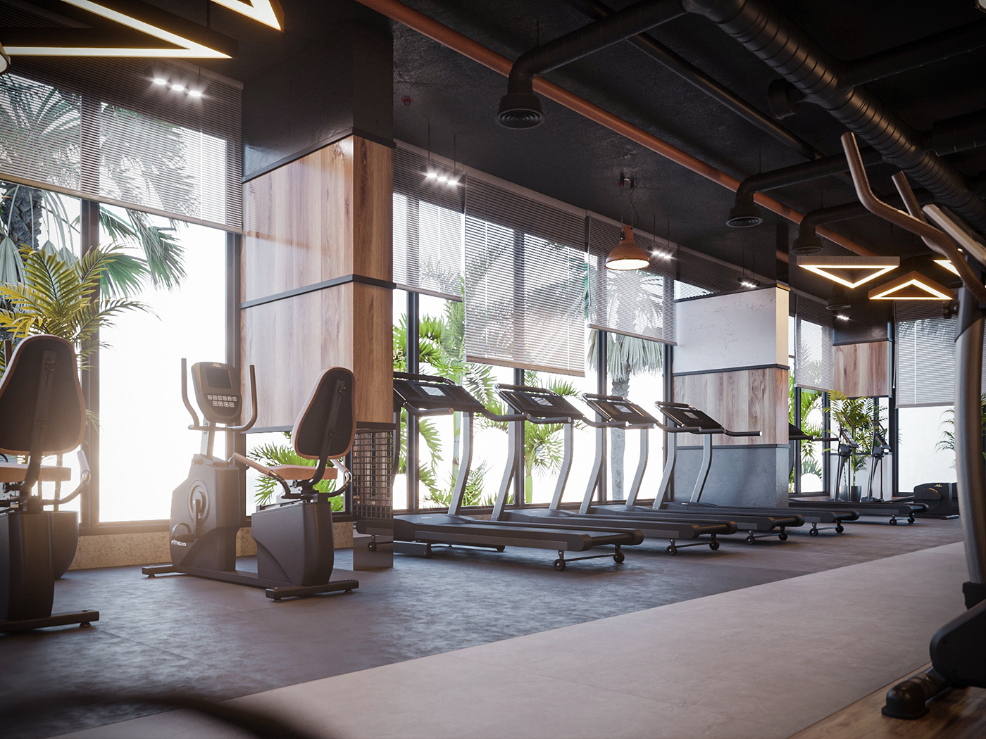 3dsmax corona coronarenderer gym Interior interiordesign orange Render visual