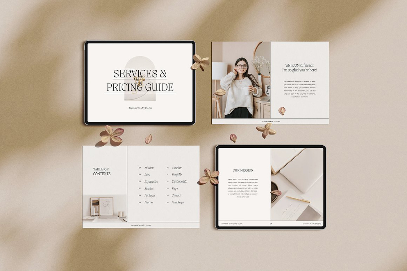 Client welcome Media Kit Onboarding portfolio presentation pricing guide Proposal service guide welcome guide welcome kit