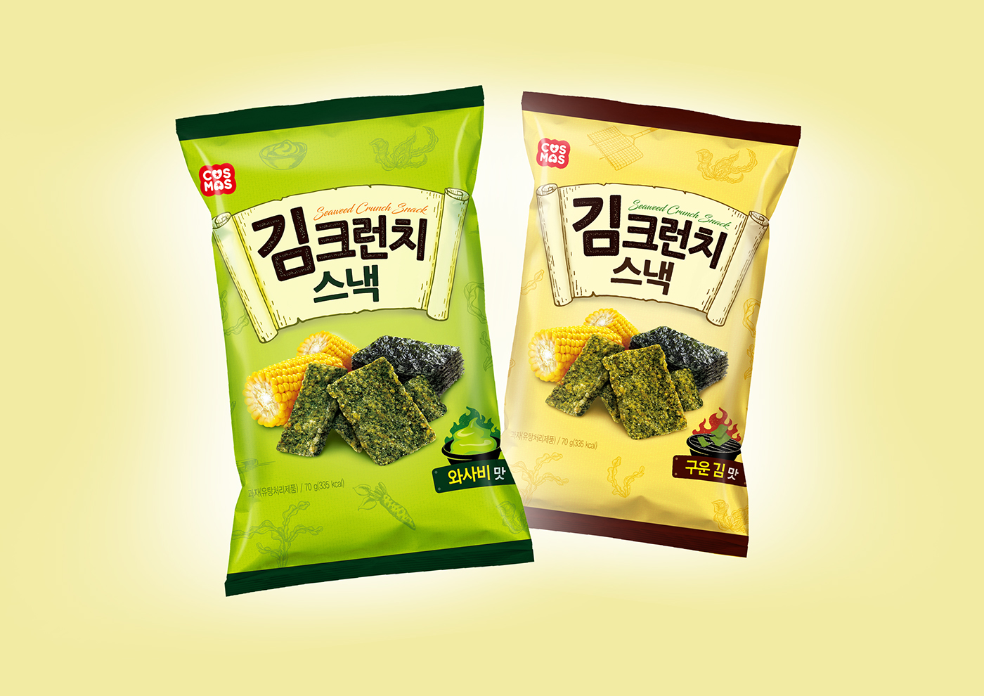SNACK DESIGN snack package padthai tonkatsu corn cornchip seaweed Crunch snack series