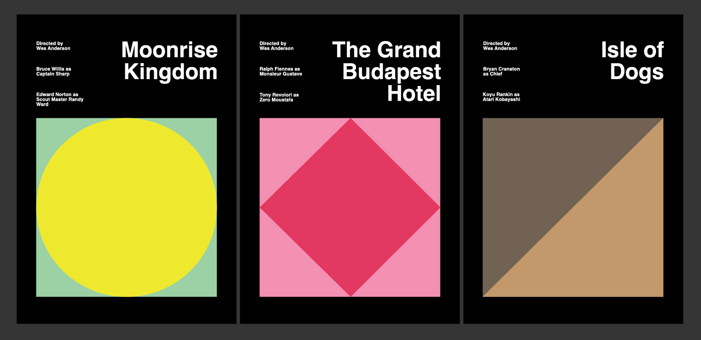 wes anderson Moonrise Kingdom grand budapest hotel isle of dogs film poster design posters swiss style helvetica motion design