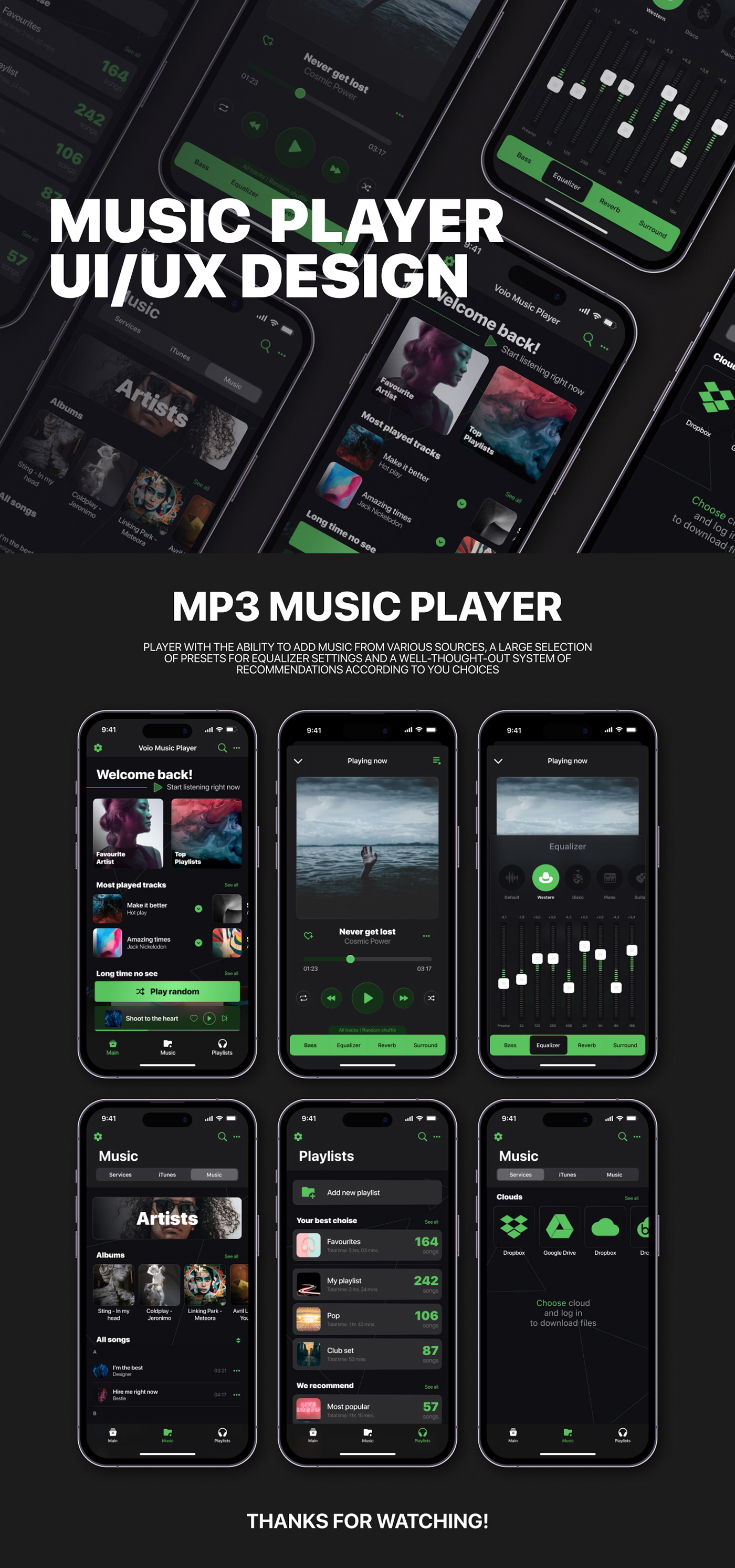 Mobile app UI/UX Mp3 Player Music Player music player app