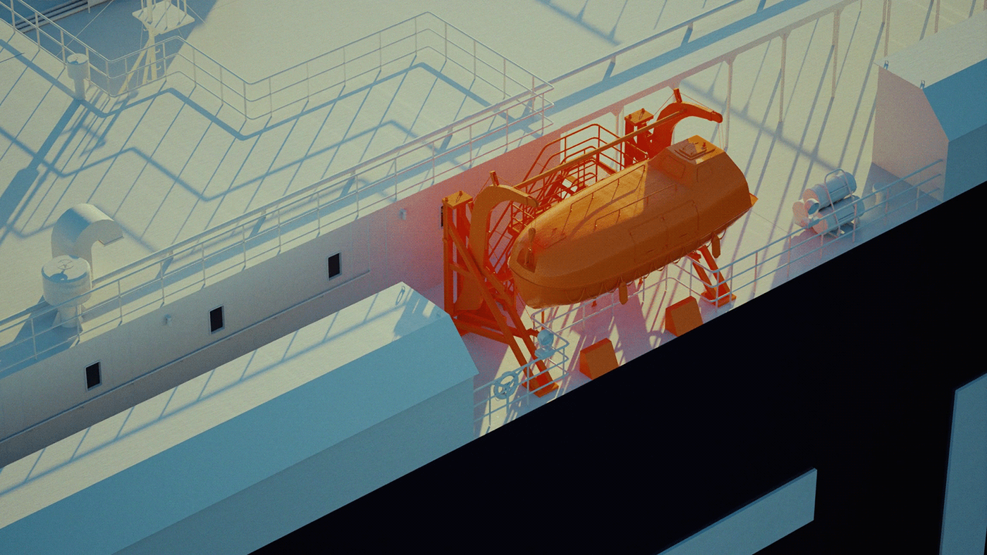 3D blender cargo ship CGI cinema 4d octane particles Render sea visualization