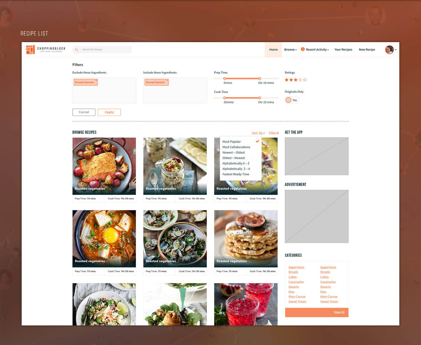 recipe Food  webapp logo user interface development ideation word lockup Mobile app launch page application cooking angularjs HTML css