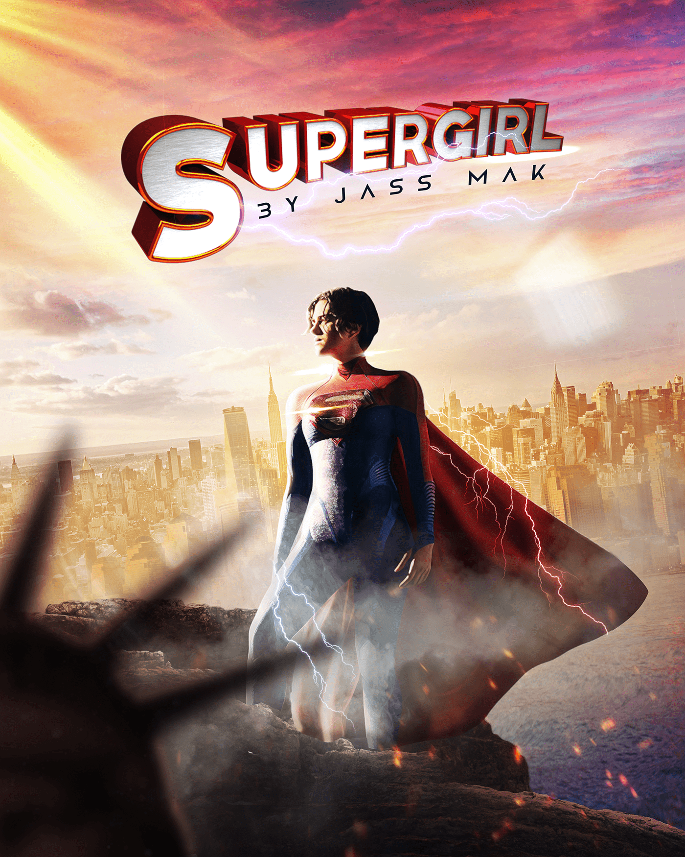 photomanipulation photoshop movieposter TheFlash Supergirl superman posterdesign movieart fanart