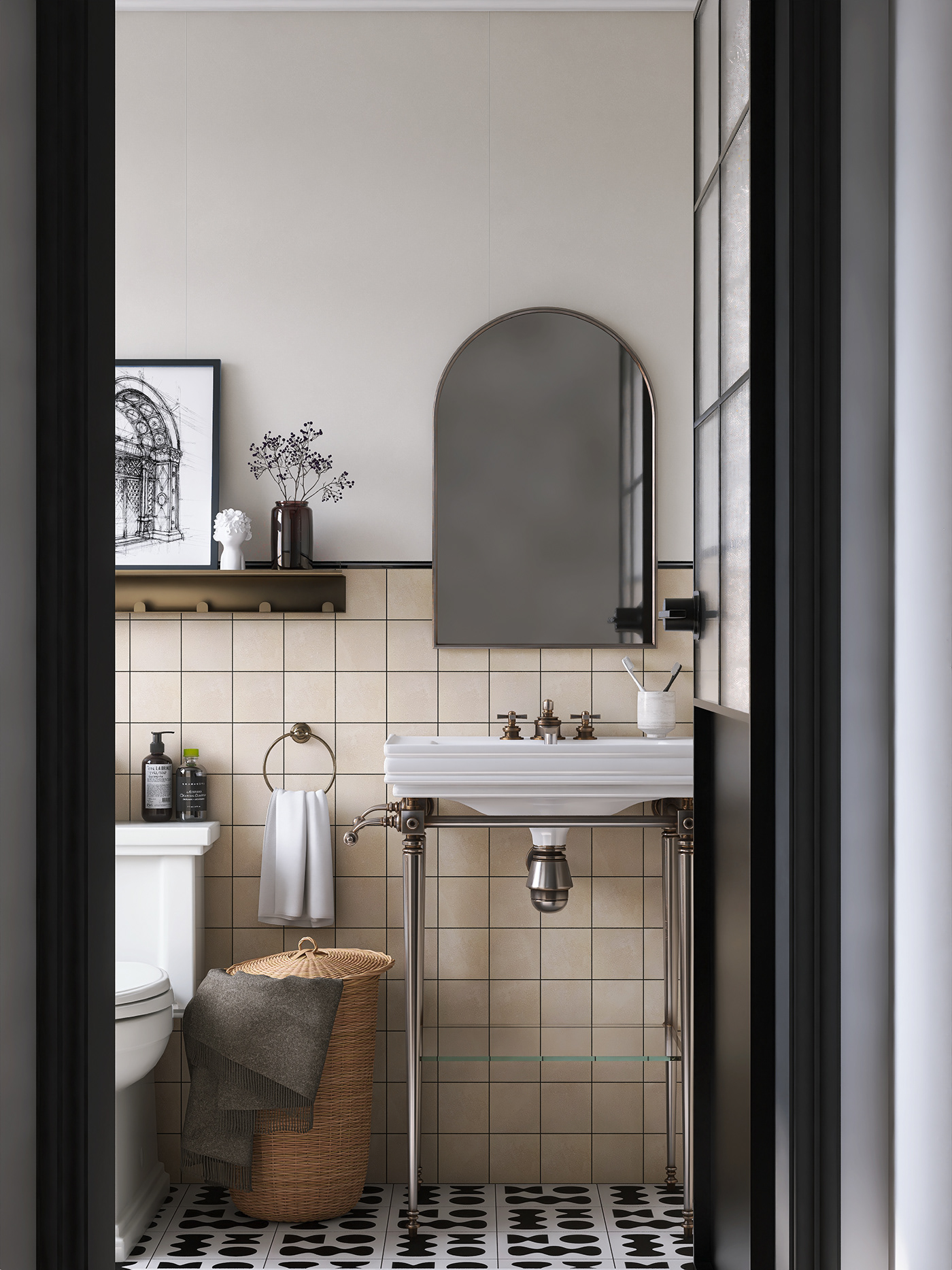 interior design  french style bathroom design tile matching retro style bathroom