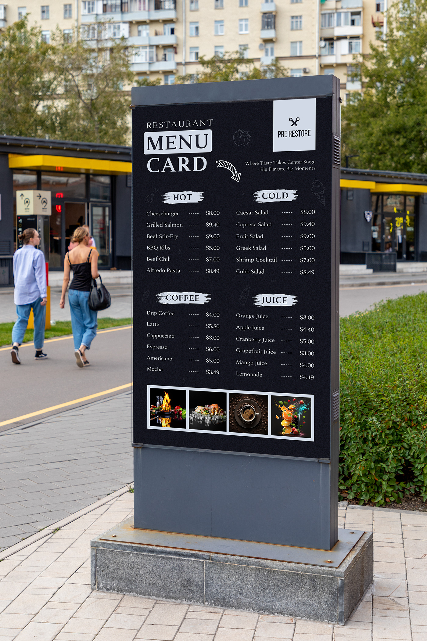 restaurant Menu Card blackboard Flyer Design billboard design Poster Design menu design Restaurant Branding stand board