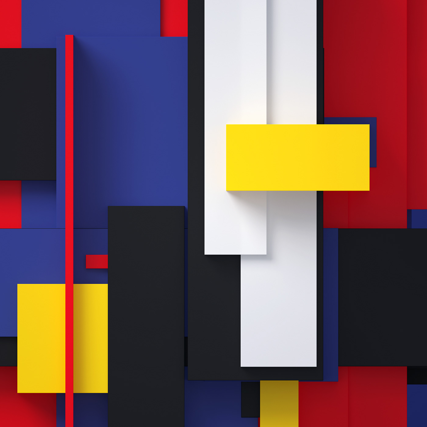 3D abstract blocks cubes generative art generative design Minimalism mondrian Procedural Render