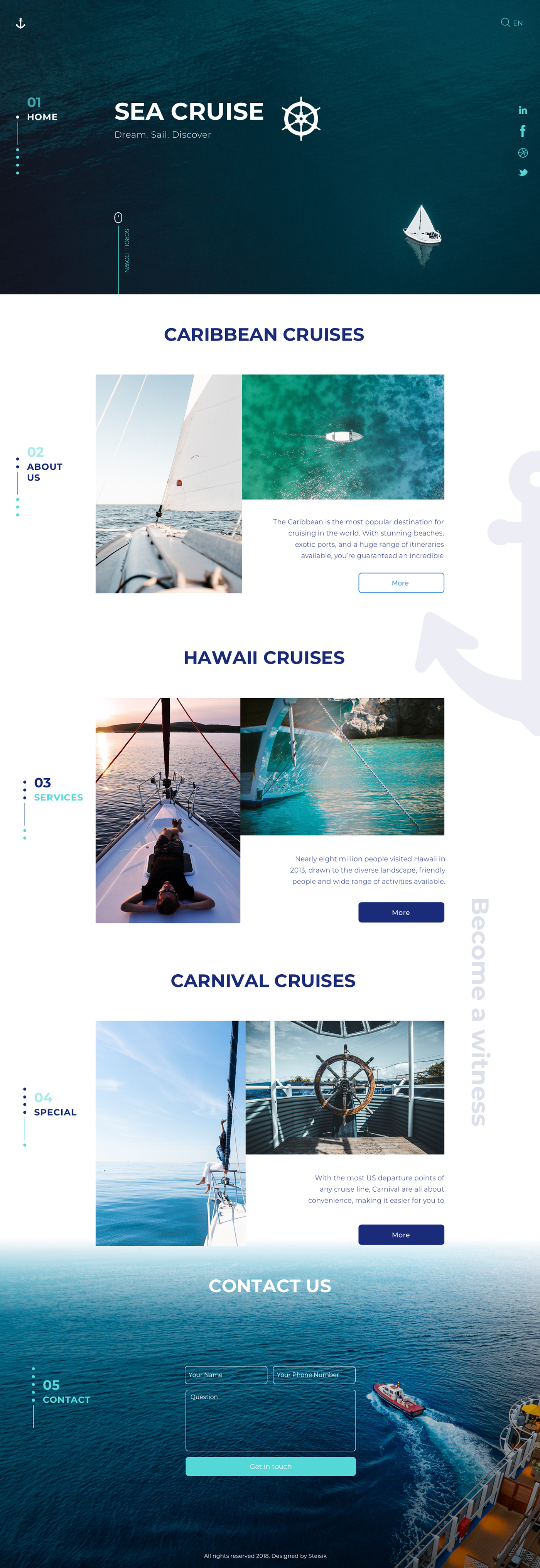Webdesign landingpage Travel Web UI sketch app sea cruise
