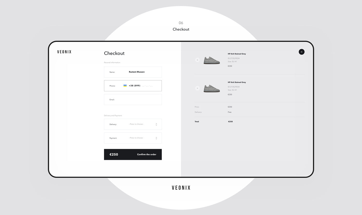 Ecommerce store shop black sneakers sport UI ux minimal concept