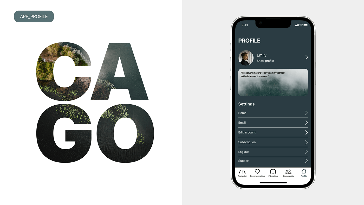 carbon logo Sustainability visual identity app design footprint earth application Mobile app UI/UX