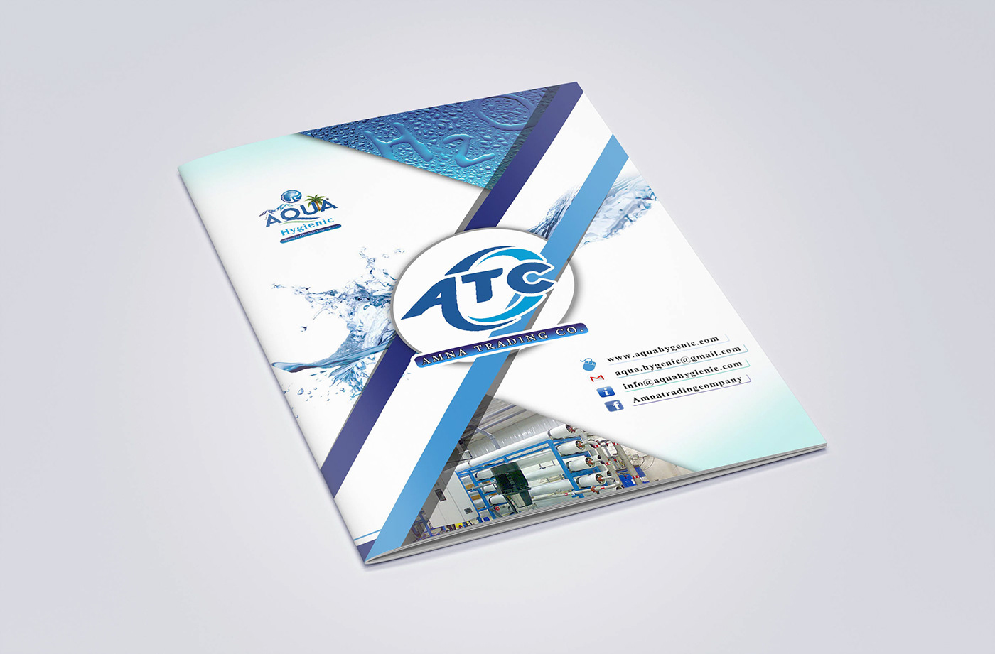 catalog water book title design blue aqua hygienic Water Filter catalog design WATER IS LIFE bookcover