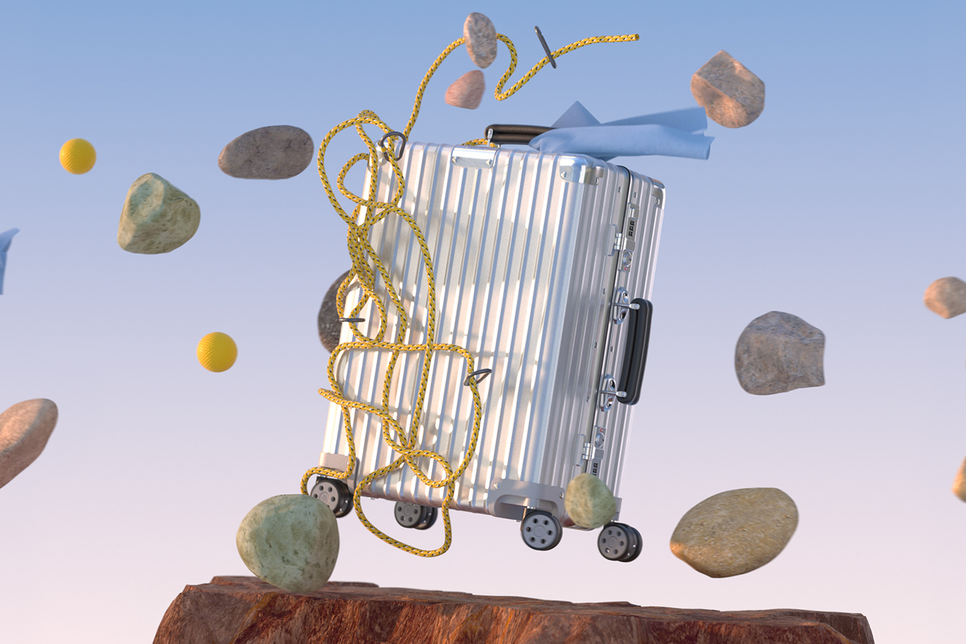 rimowa  3D c4d campaign luggage Travel surreal landscapes
