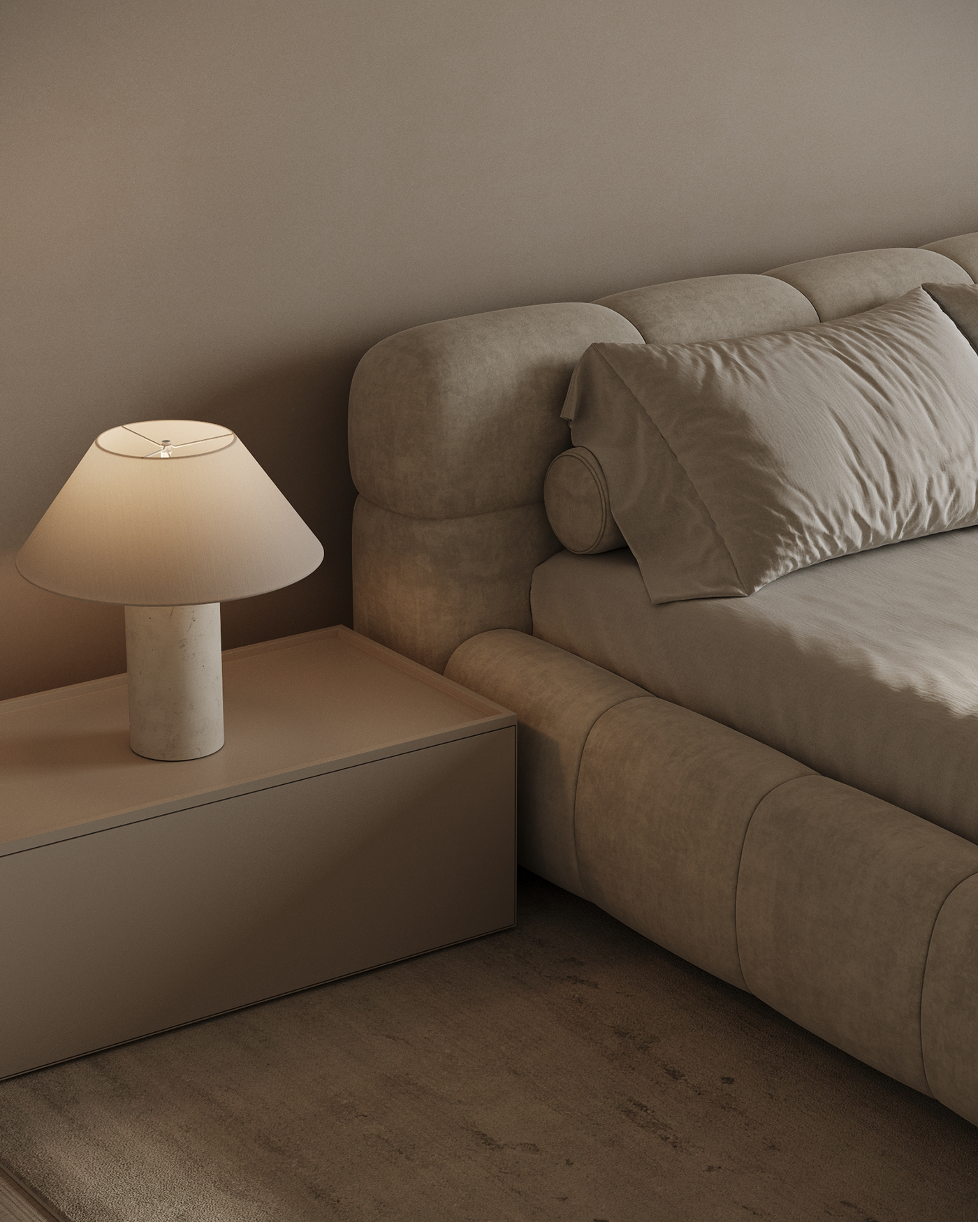 interior design  bedroom design visualization archviz beige Minimalism CGI architecture