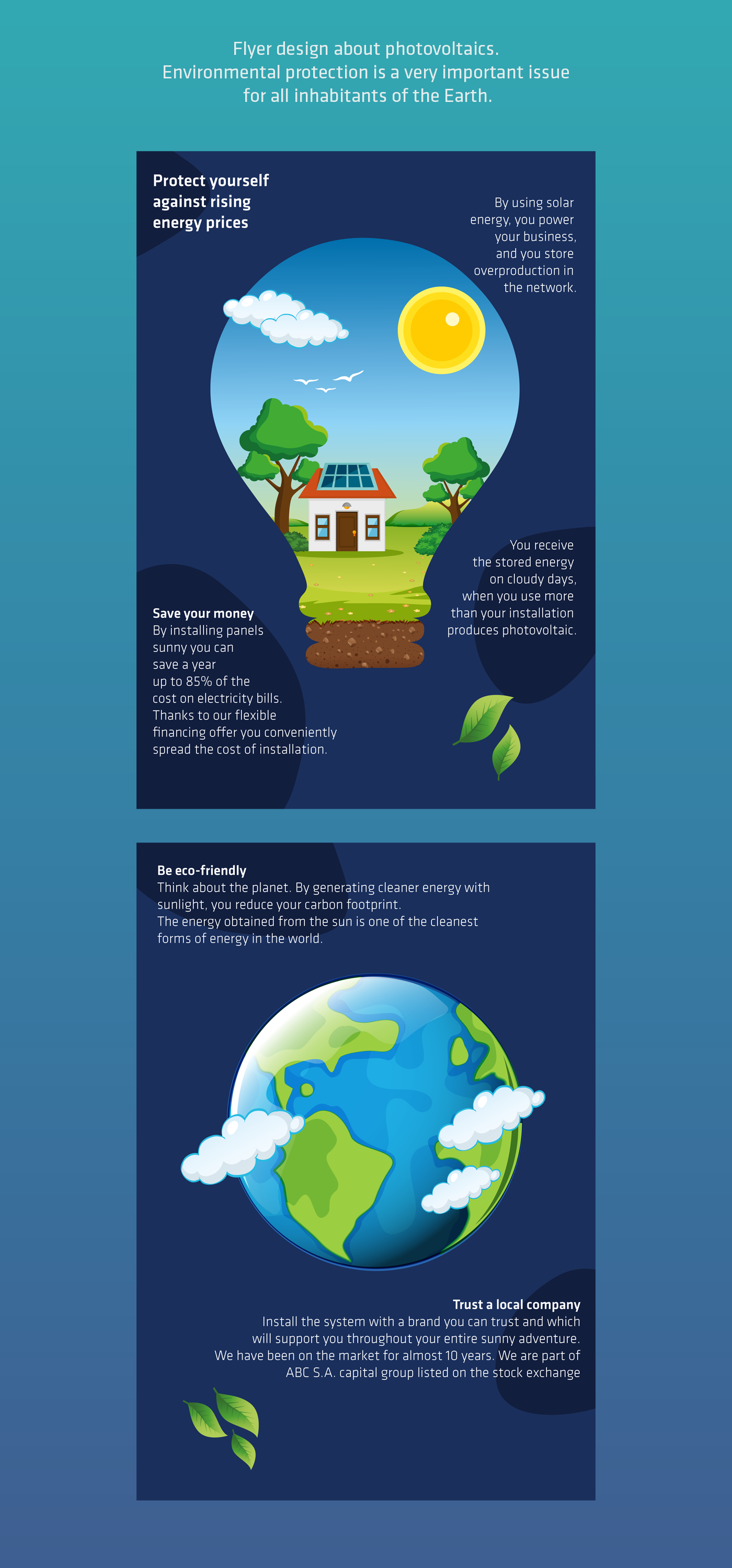 Adobe Ilustrator eco environmental protection leaflet photovoltaics