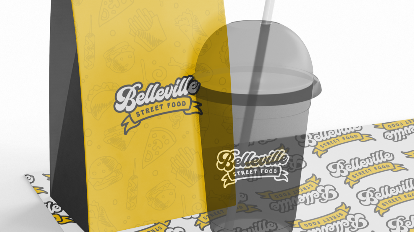 identidade visual branding  Logotipo visual identity adobe illustrator Adobe Photoshop Street Food Food  yellow belleville