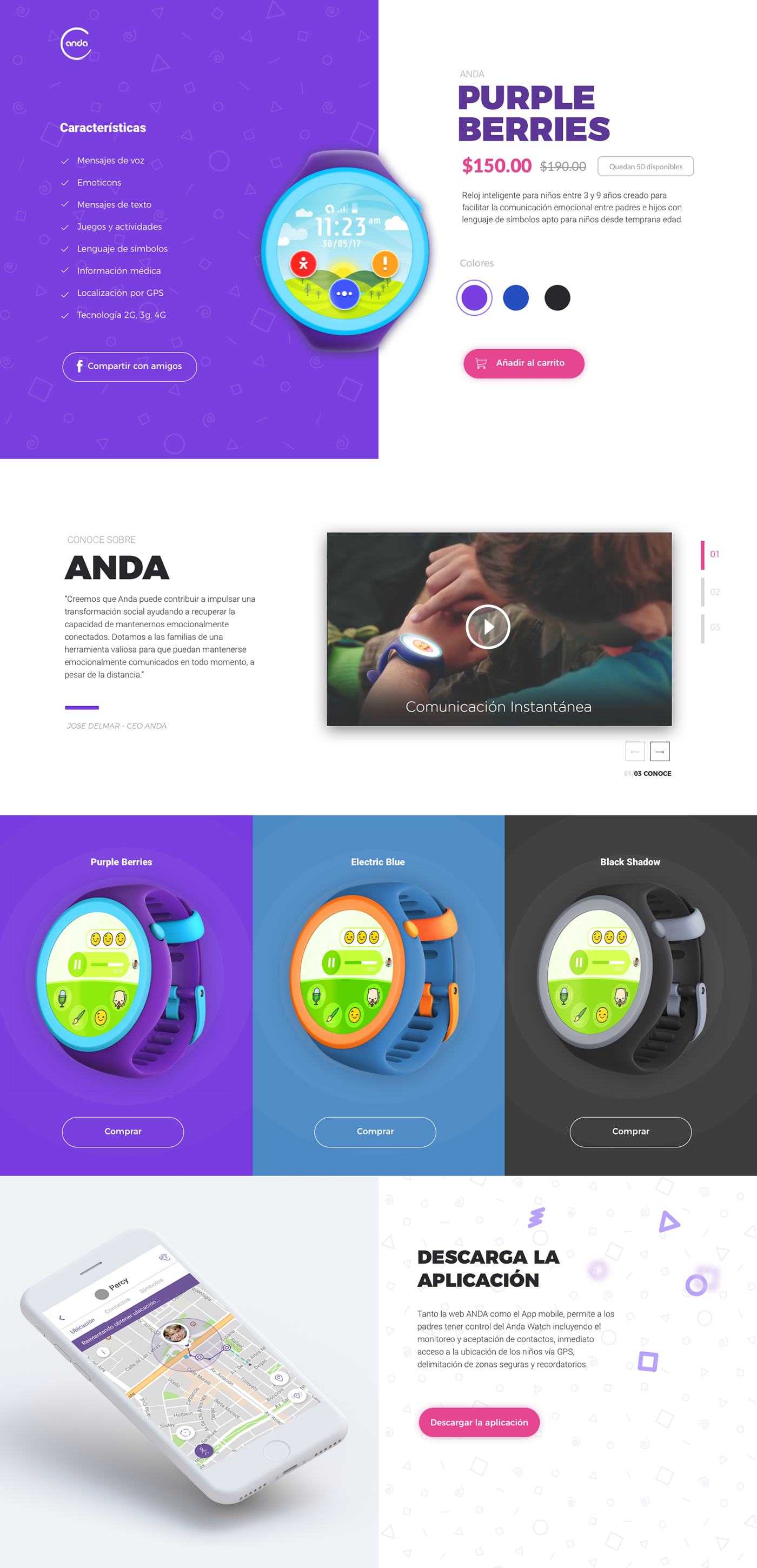 landing page checkout Ecommerce watch children