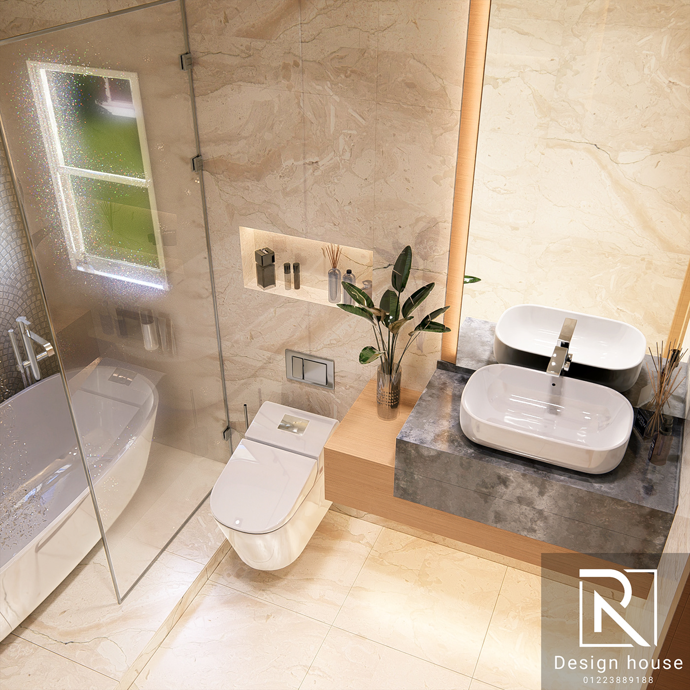 3 Bathrooms unit options interior design  Render 3D architecture visualization toilet bathroom modern design