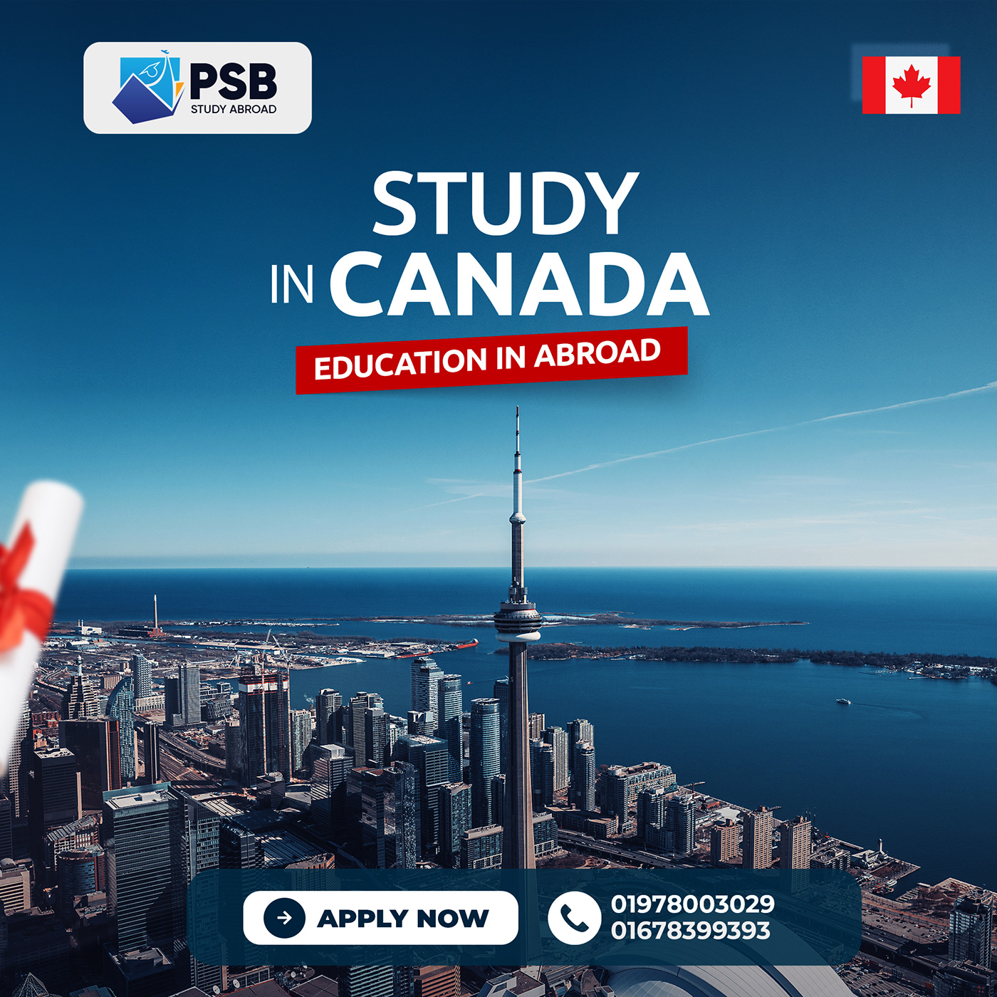 PSB Study Abroad - Canada Visa - Minimal Social Media Post Design 
