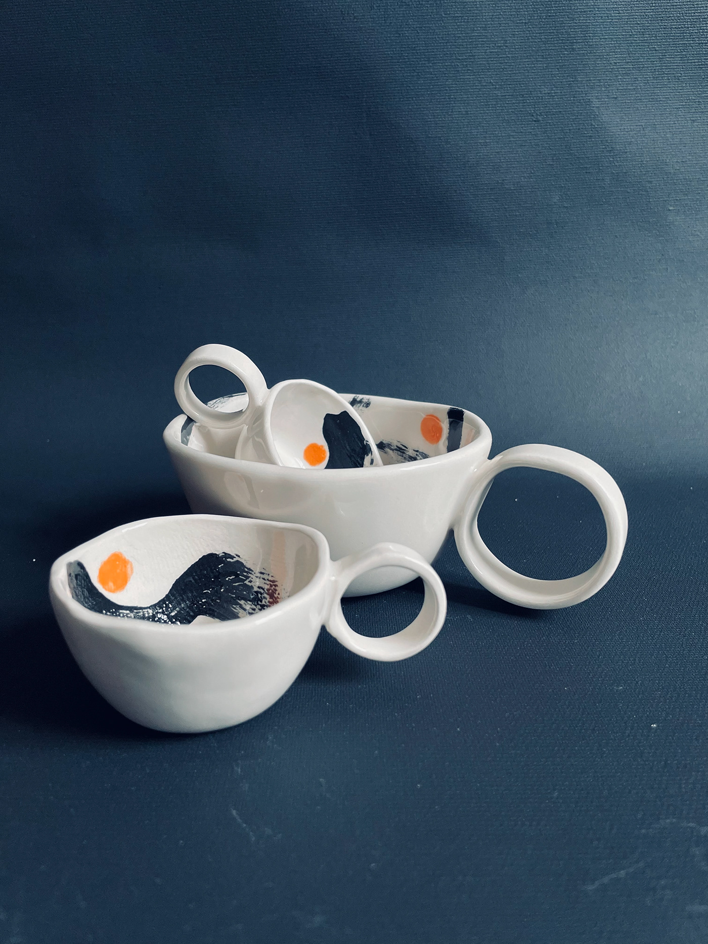 clay ceramic Mugs cups Coffee tea zen phylosophy Unique tableware Espresso Cup machiatto cup saucer