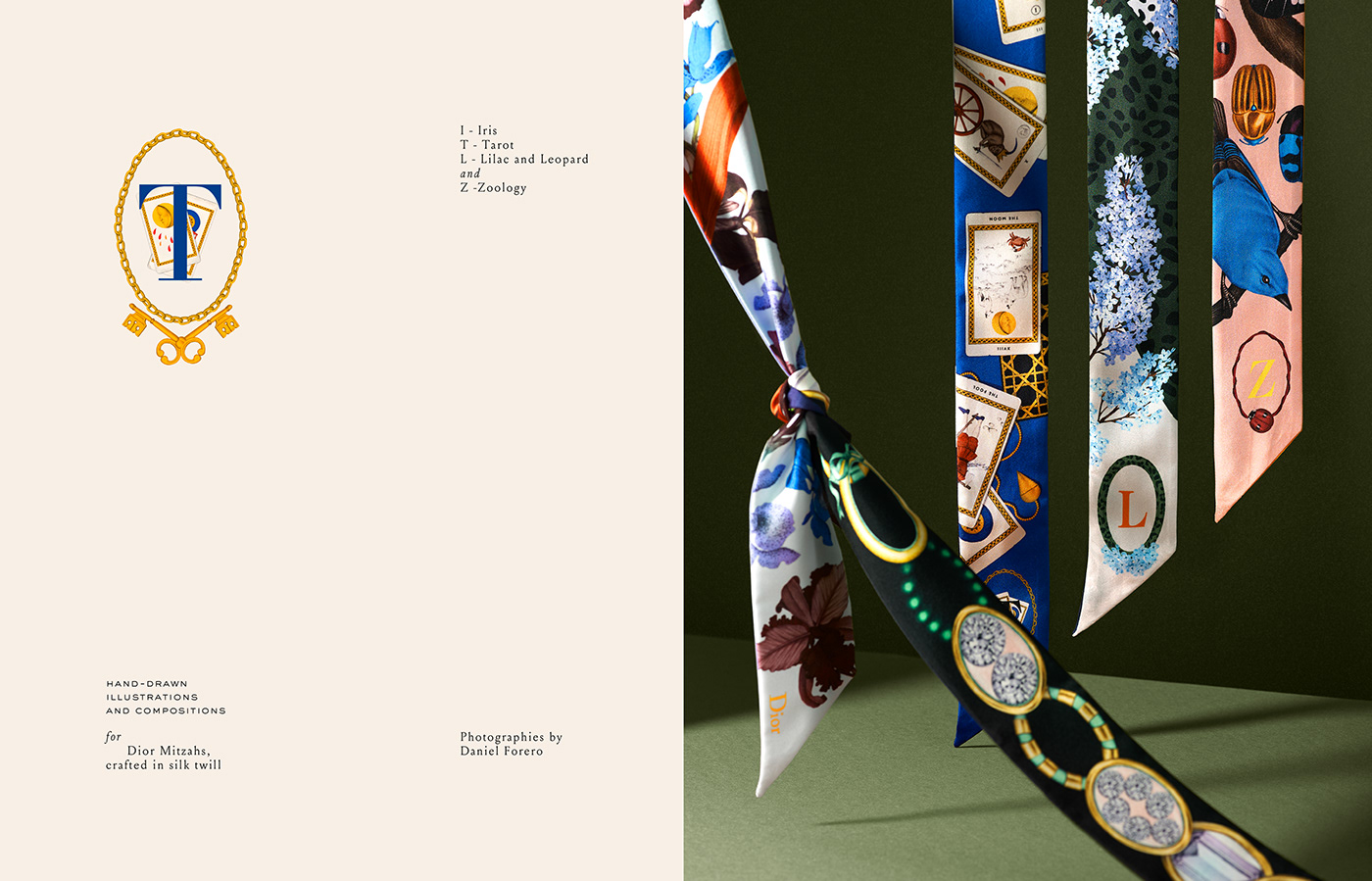 animal Dior ILLUSTRATION  jewel mitzah pattern pencil scarf SILK Violaine & Jeremy