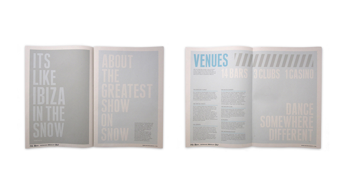 coverwrap editorial graphic design  print snowbombing typography  