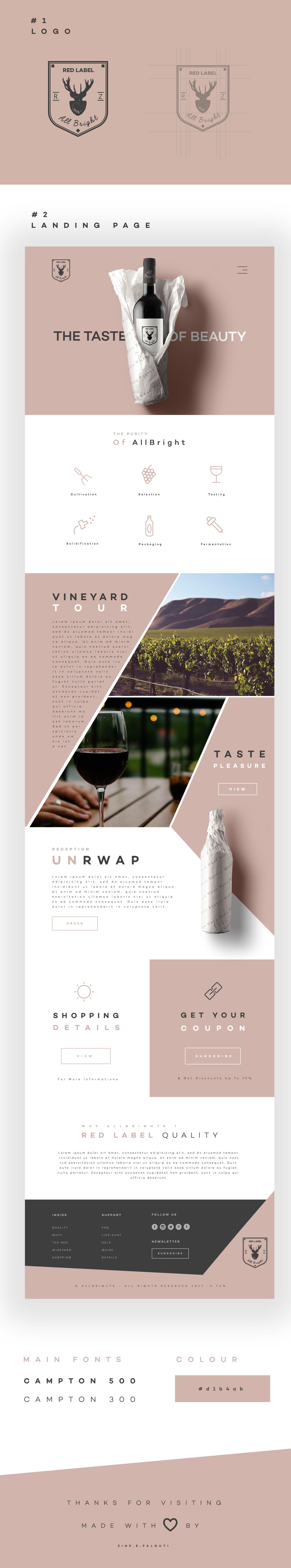 wine landing page UI modern simple