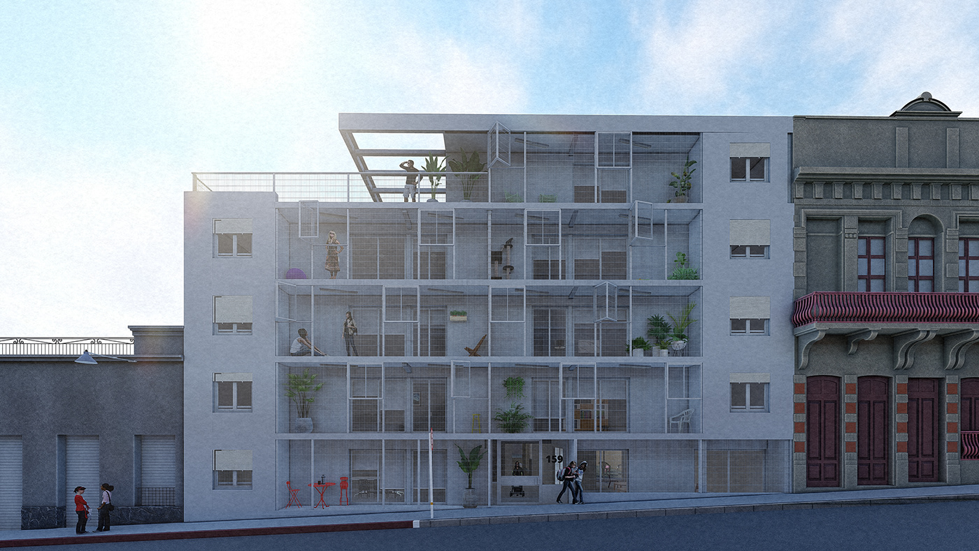 colective housing architecture Render visualization