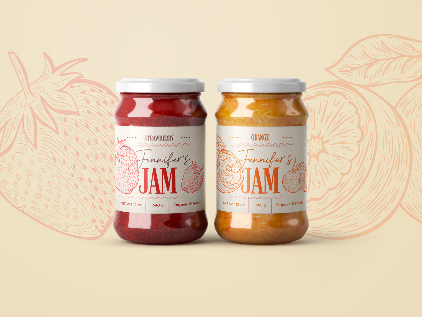Jennifer's Jam label design and food packaging for jelly 