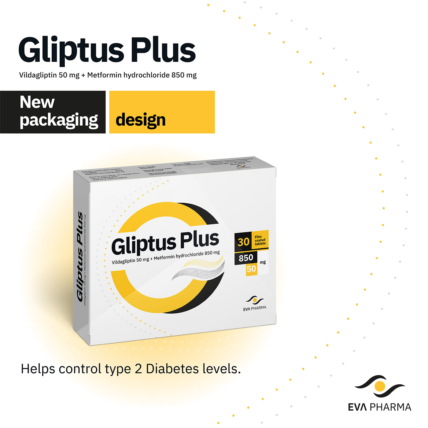 brand identity diabetes diabetic EVAPHARMA Gliptus Plus Health medical medicine Packaging