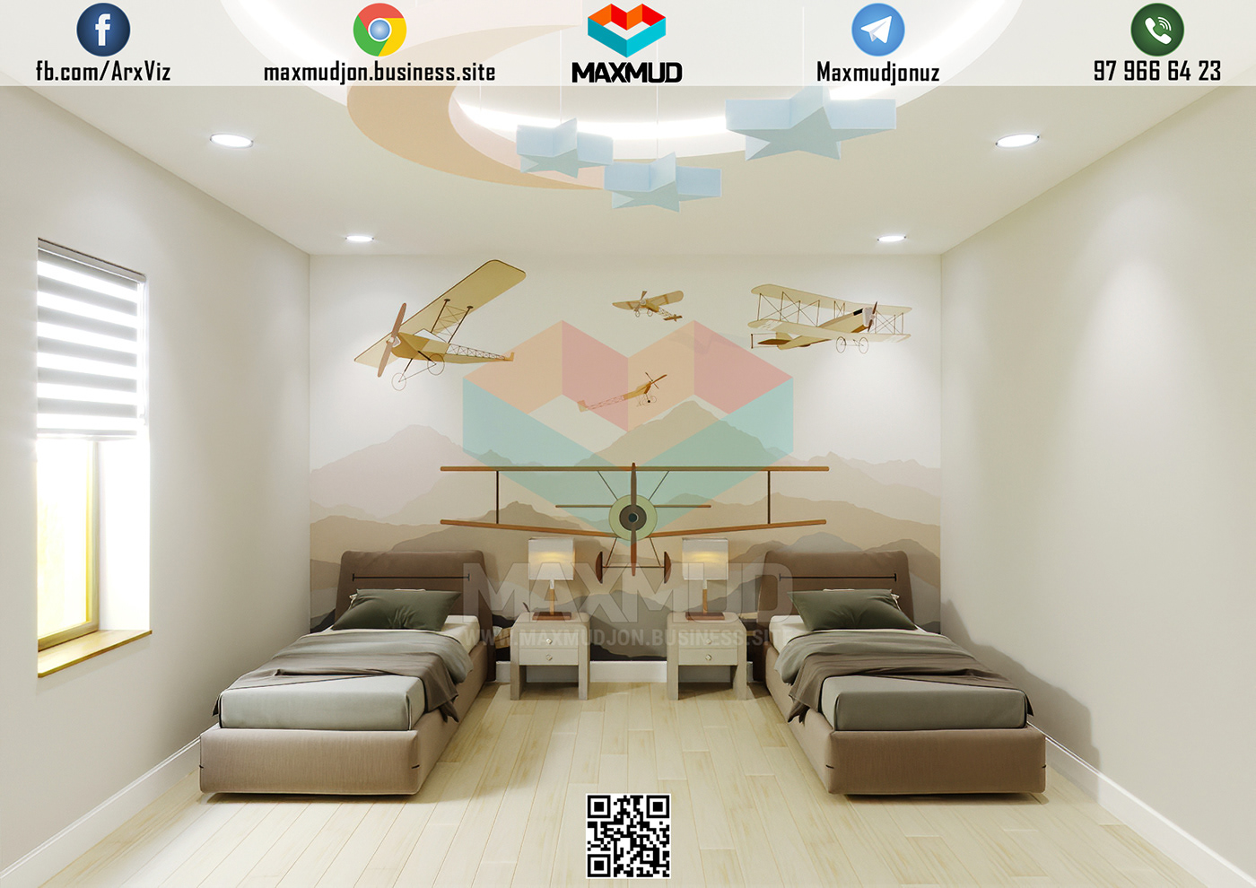 Penthouse,
Bedroom,
interior visualization,