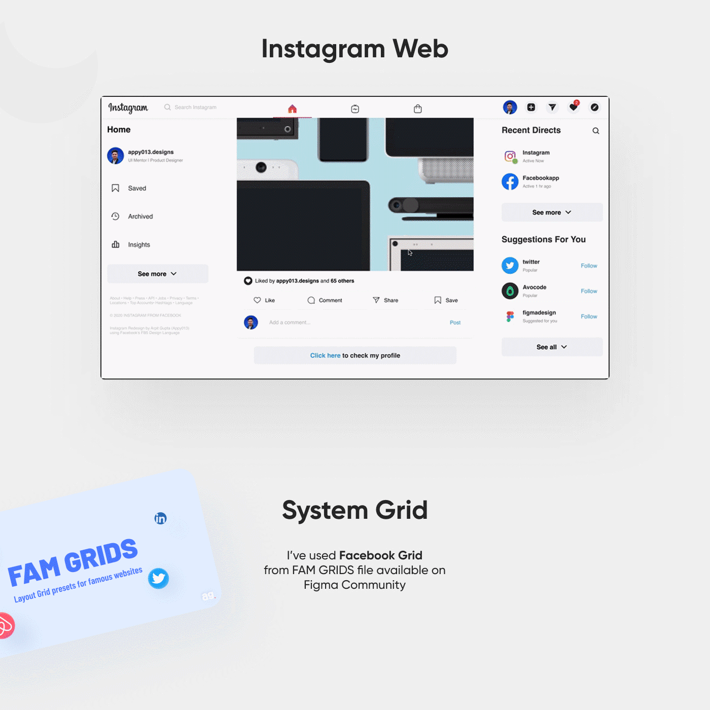 facebook Facebook fb5 iG IG Web desktop instagram Instagram desktop Instagram web product design  redesign concept ui ux