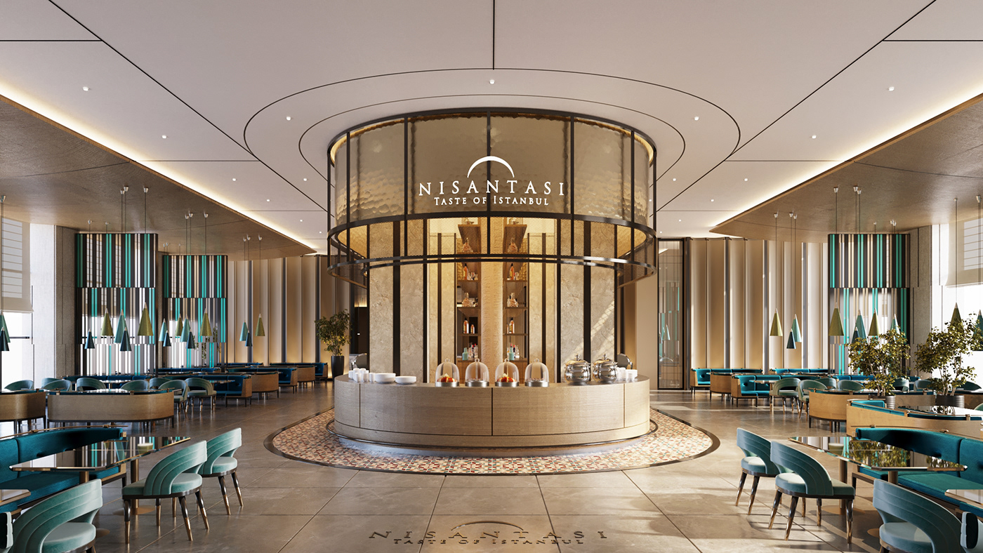 architecture bar cafe Hospitality hotel hotel lobby Interior reception restaurant visualization