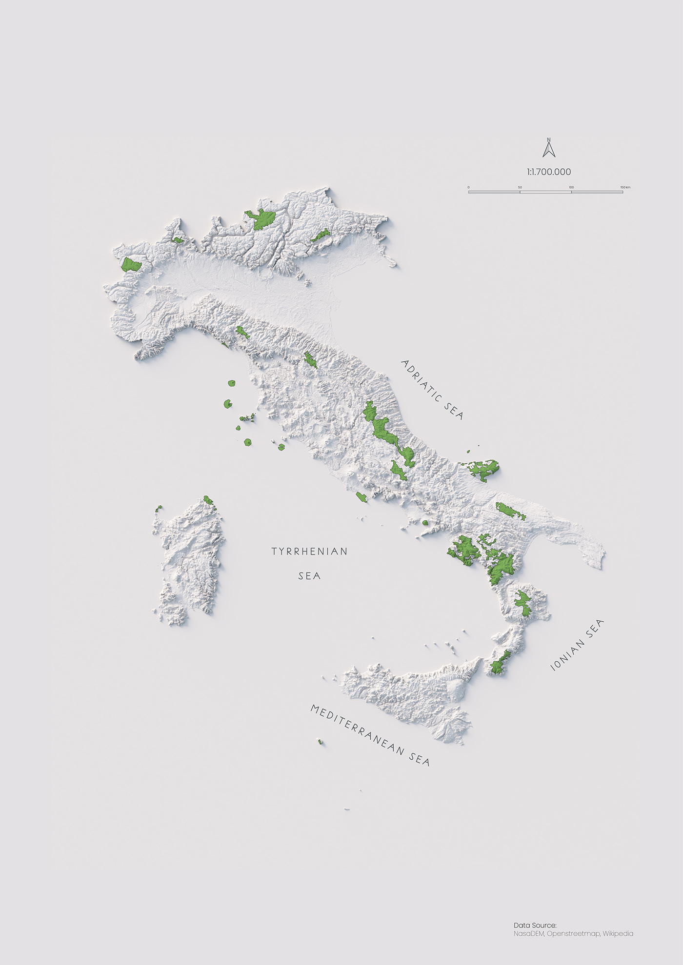 3D Relief ArtData data visualization dataviz infographic information design Italy map natural park Nature