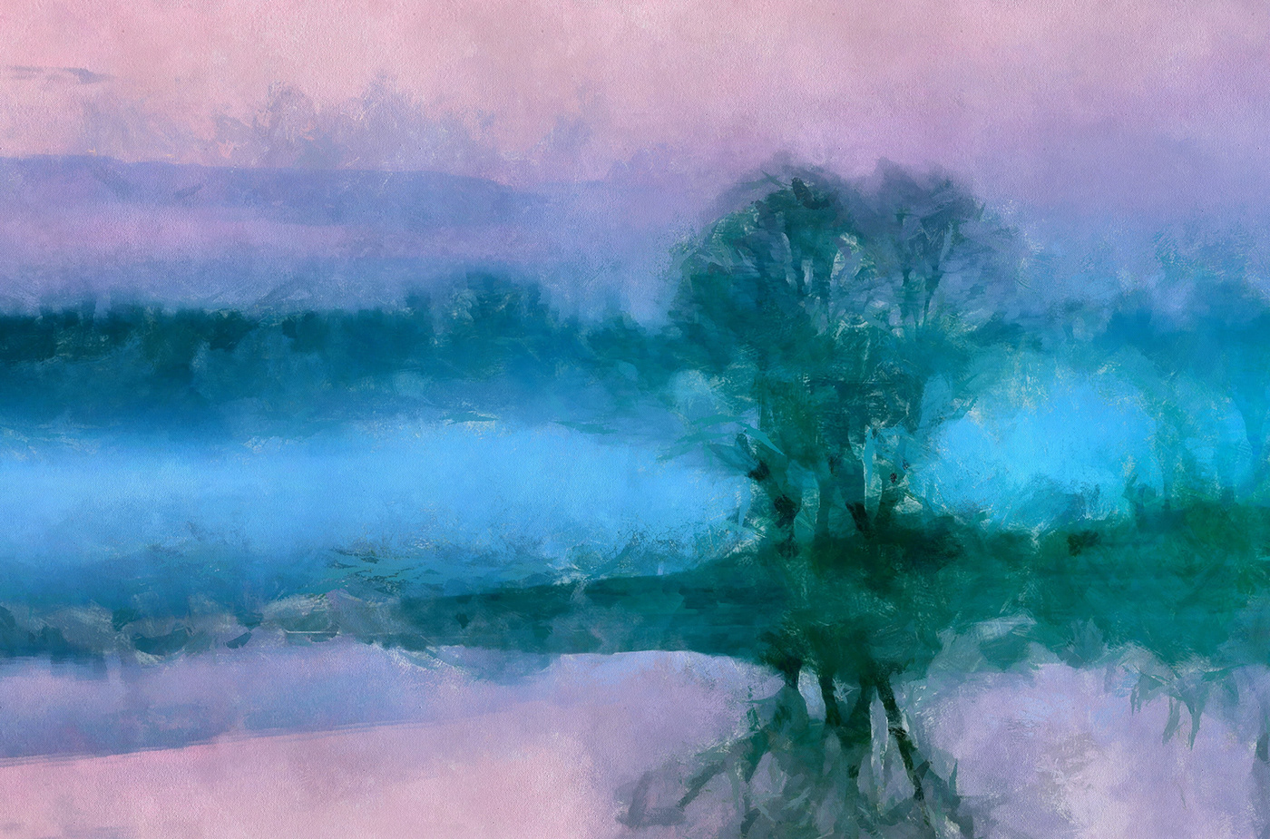 art calmness flood impression Landscape mood painting   river silence spring