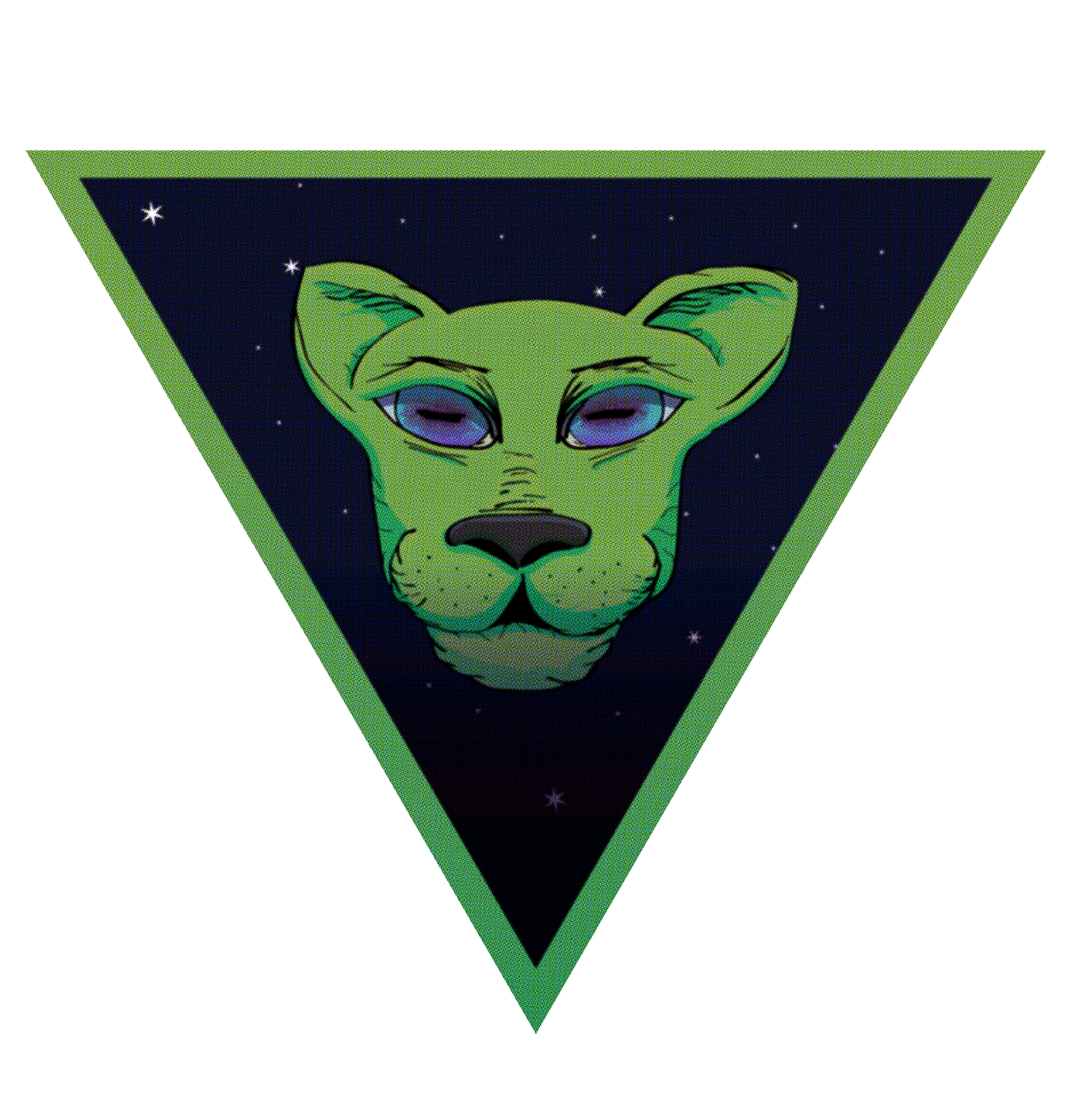 green Cat Gato ilustracion vector humor Space  universe world