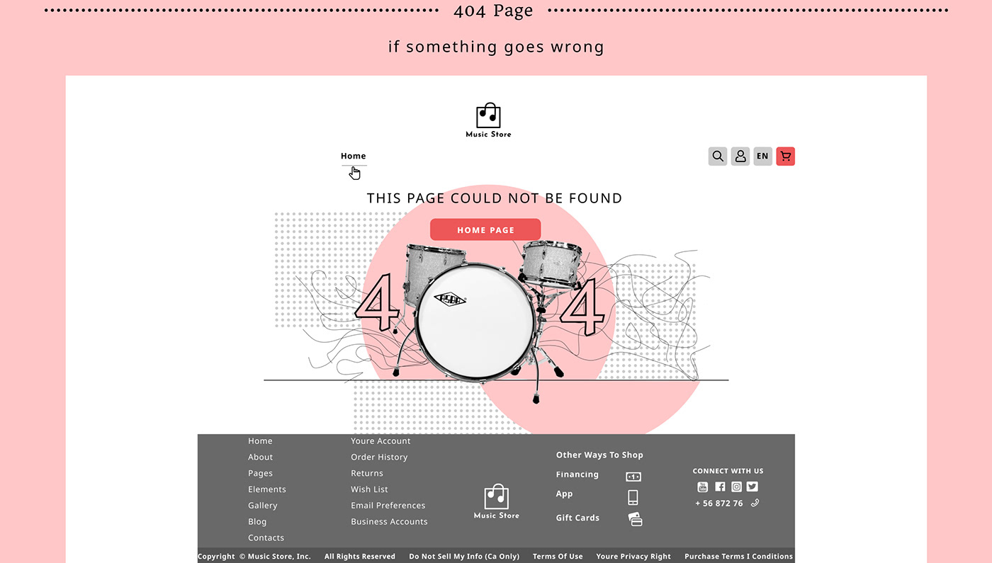Figma landing page music Musicstore UI/UX user interface Web Design  Website Website Design